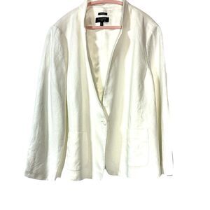 Talbots Women’s Aberdeen Blazer 100% Linen jacket White size 20W Anchor Button